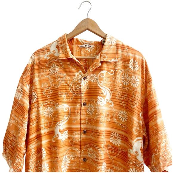 Tommy Bahama 100% Silk Shirt Dragons Asian Print Size Large Cabana - Picture 5 of 10